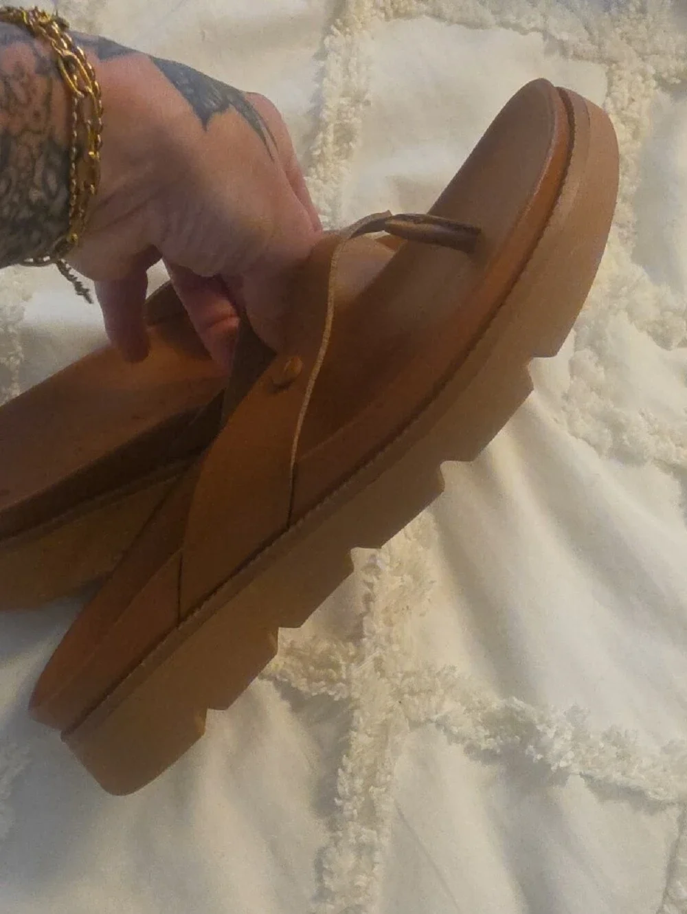 REEF Tan Platform Thong Sandals